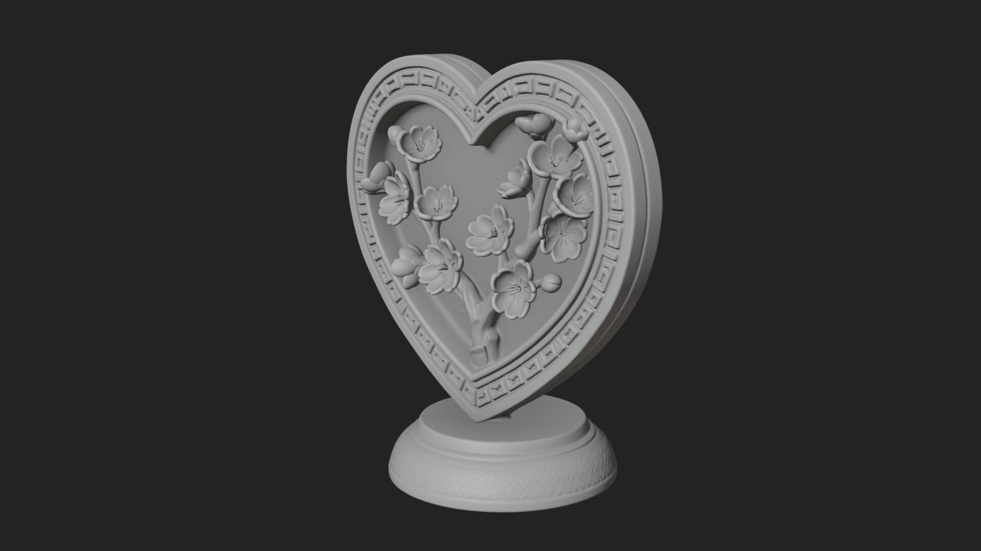 Ornate Framed Heart Plaque Design 50 3D Print Model 3D Model