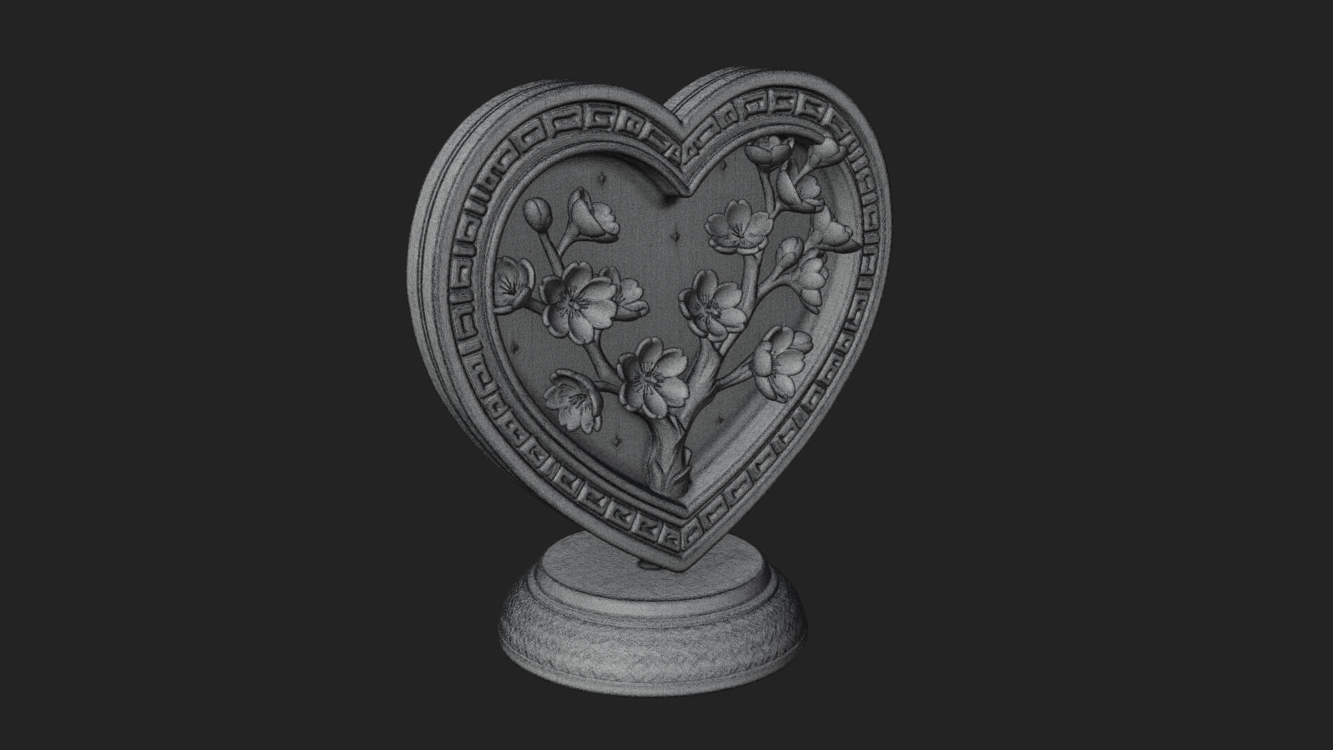 Ornate Framed Heart Plaque Design 50 3D Print Model 3D Model