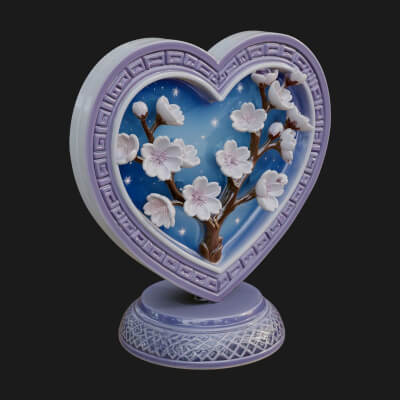 Ornate Framed Heart Plaque Design 50 3D Print Model