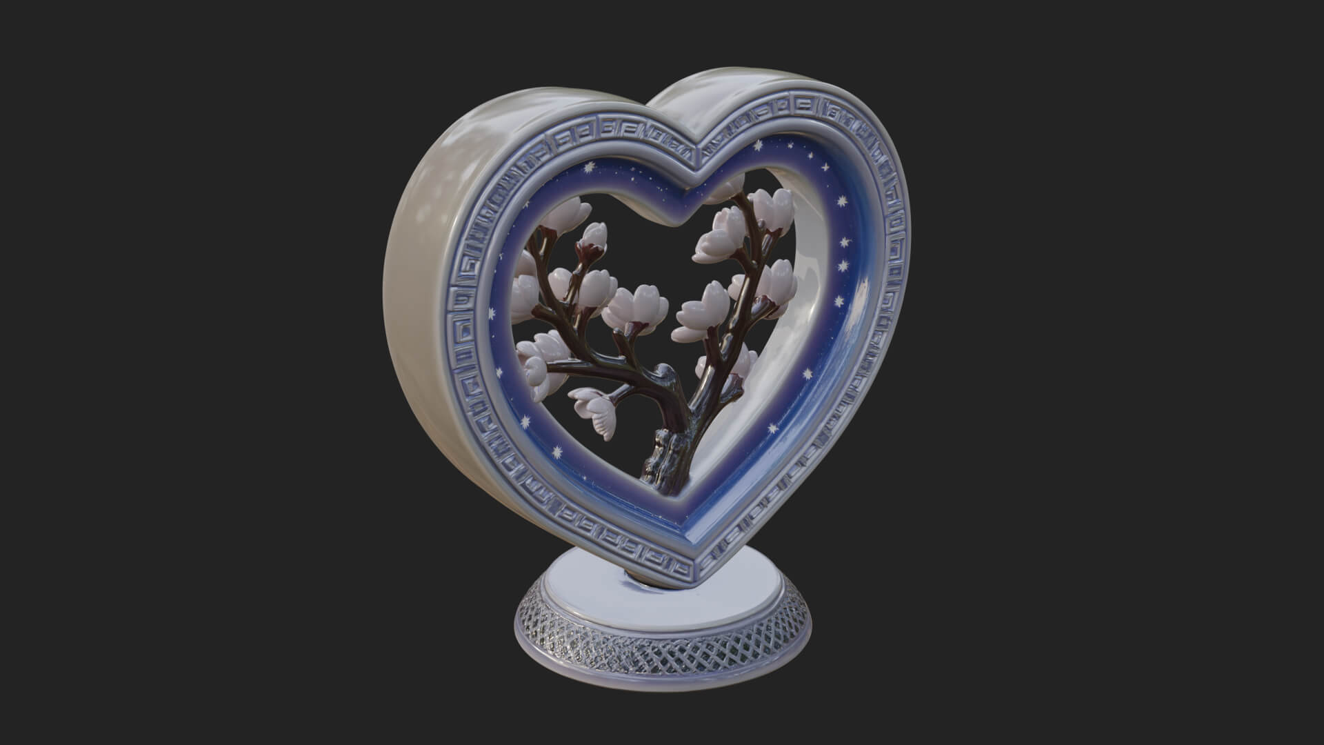 Ornate Framed Heart Plaque Design 51 3D Print Model 3D Model