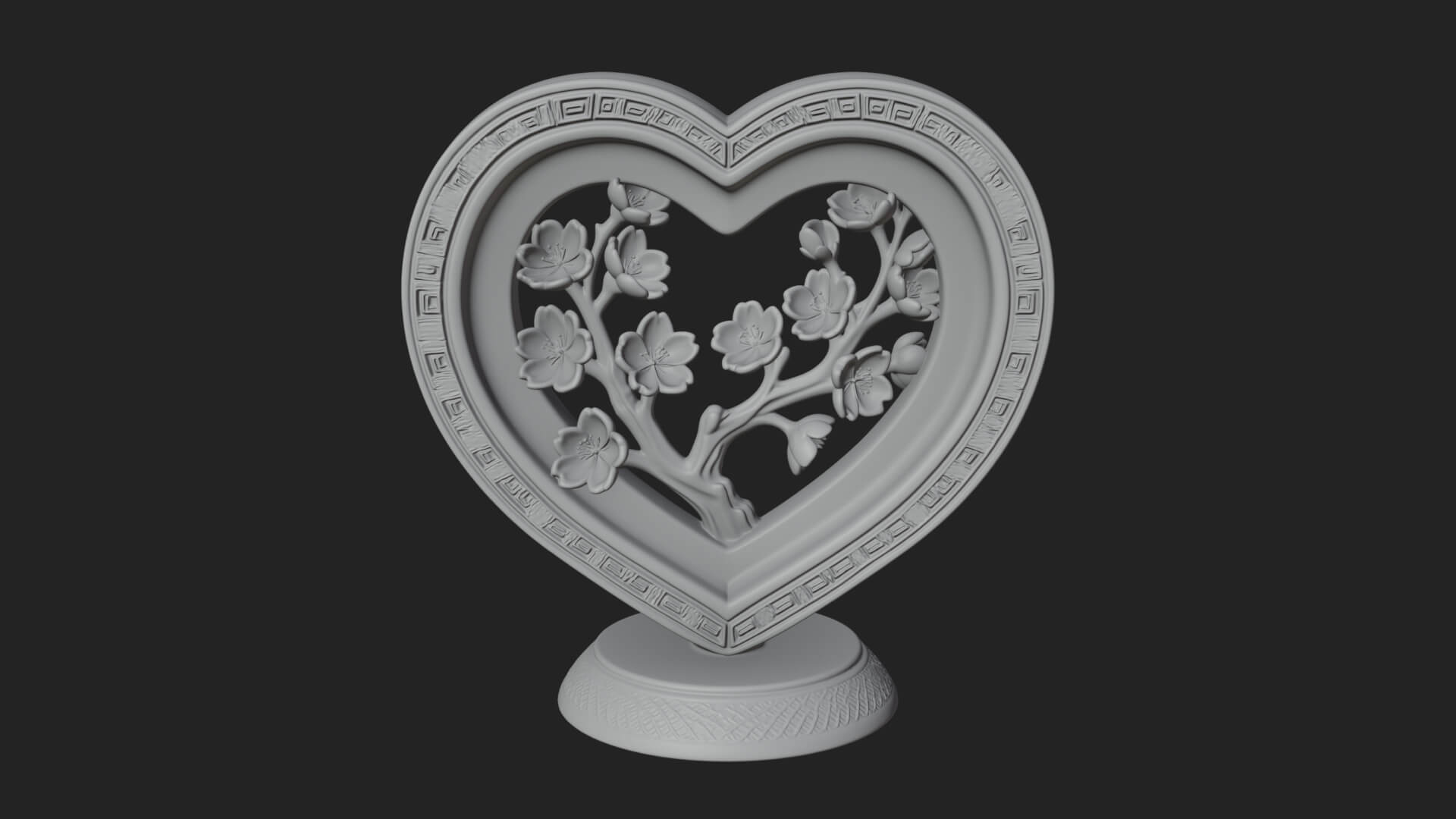 Ornate Framed Heart Plaque Design 51 3D Print Model 3D Model