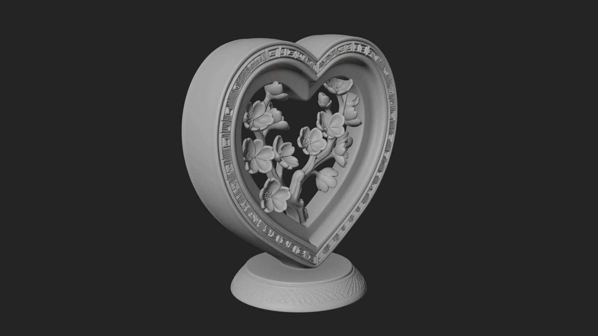 Ornate Framed Heart Plaque Design 51 3D Print Model 3D Model