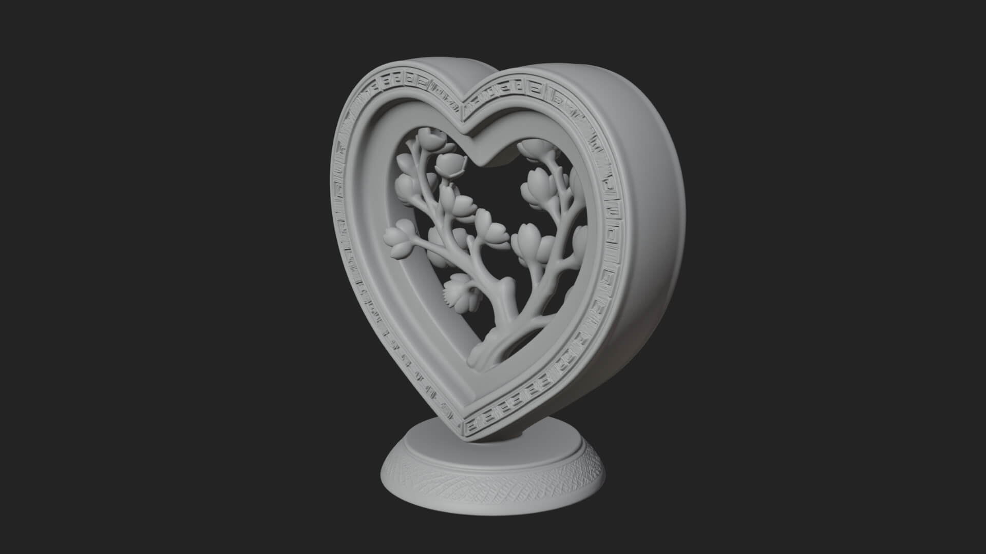 Ornate Framed Heart Plaque Design 51 3D Print Model 3D Model