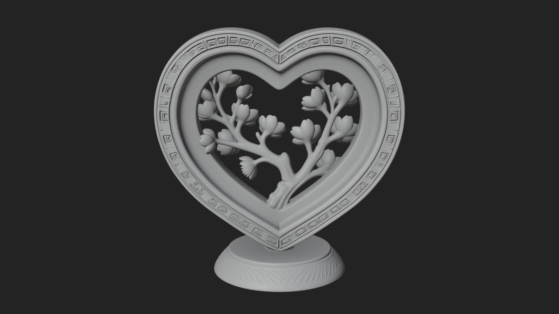 Ornate Framed Heart Plaque Design 51 3D Print Model 3D Model