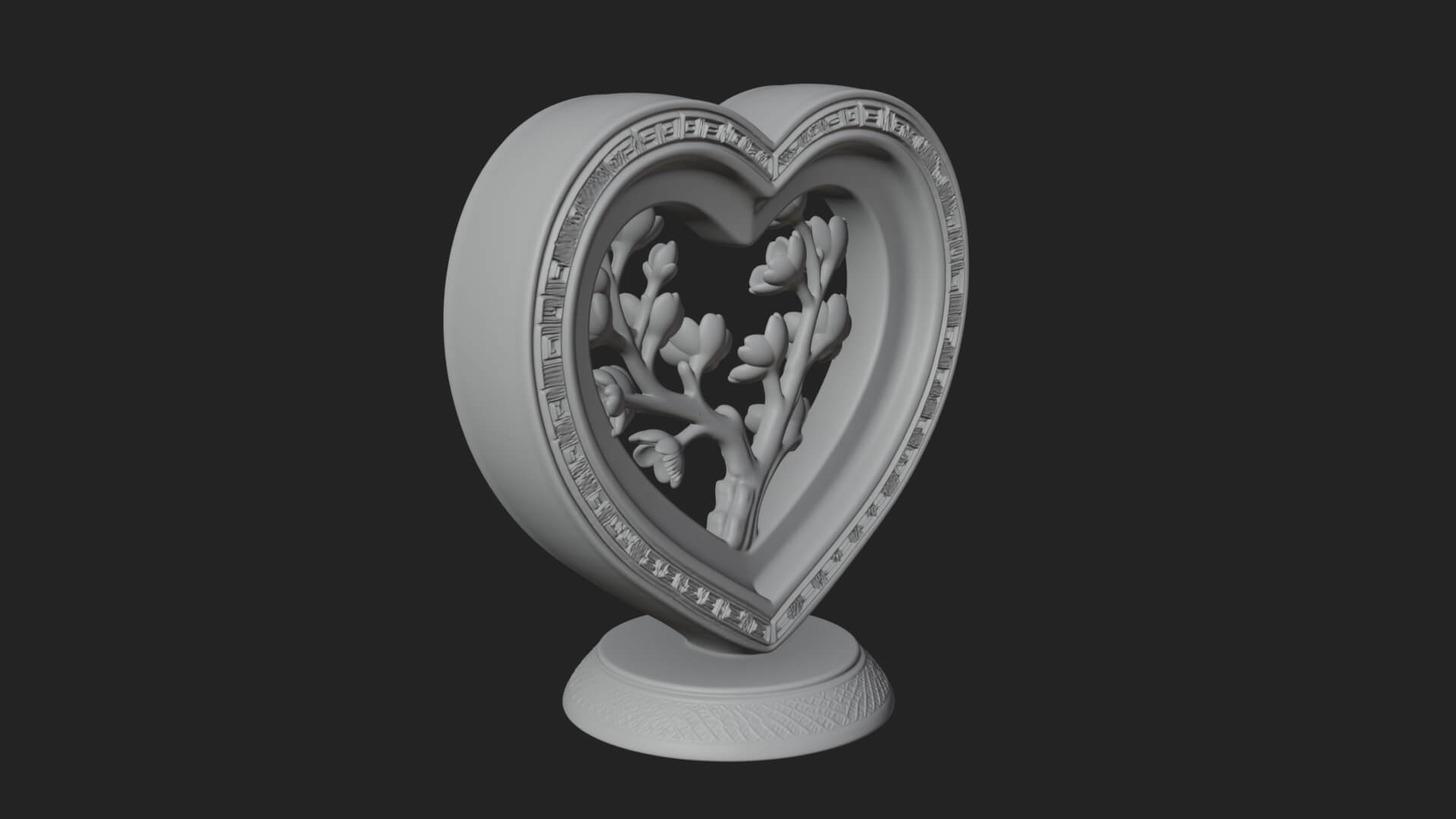 Ornate Framed Heart Plaque Design 51 3D Print Model 3D Model