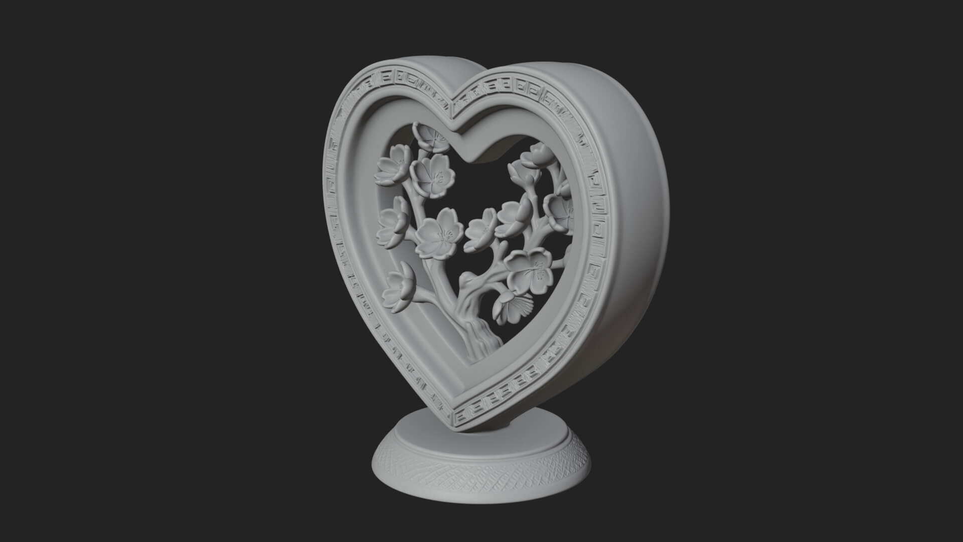 Ornate Framed Heart Plaque Design 51 3D Print Model 3D Model