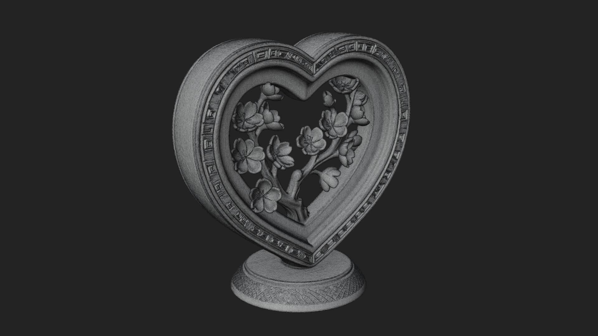 Ornate Framed Heart Plaque Design 51 3D Print Model 3D Model