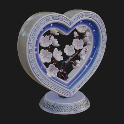 Ornate Framed Heart Plaque Design 51 3D Print Model