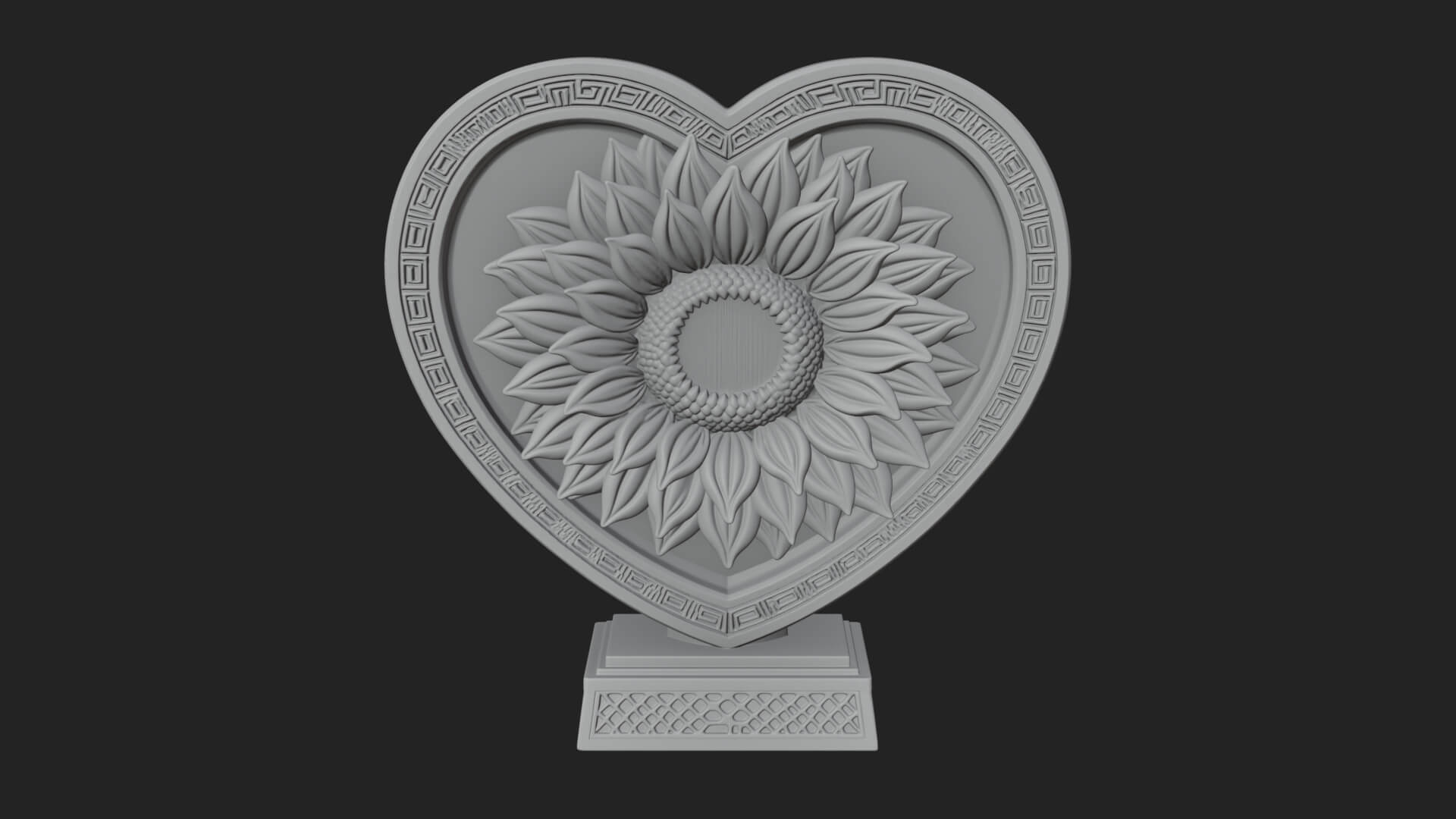 Ornate Framed Heart Plaque Design 52 3D Print Model 3D Model