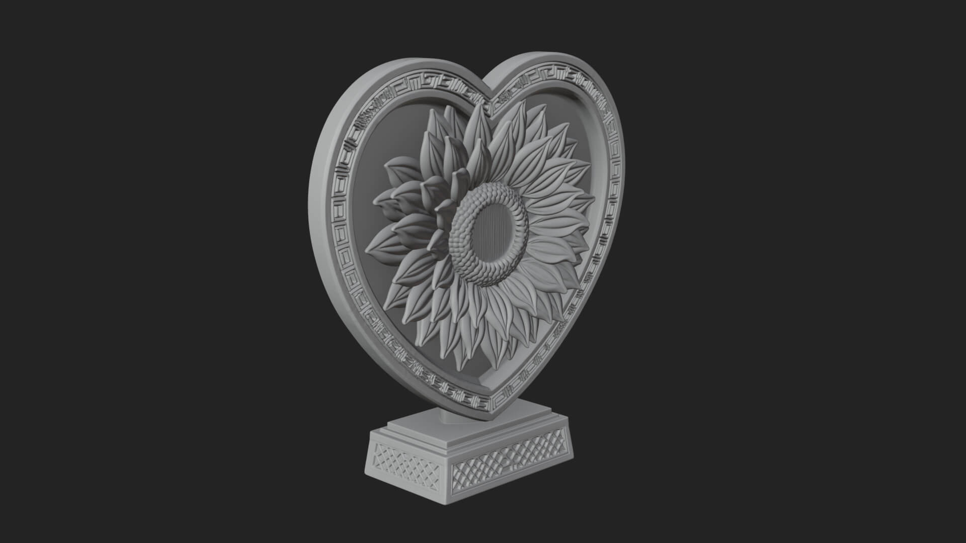 Ornate Framed Heart Plaque Design 52 3D Print Model 3D Model