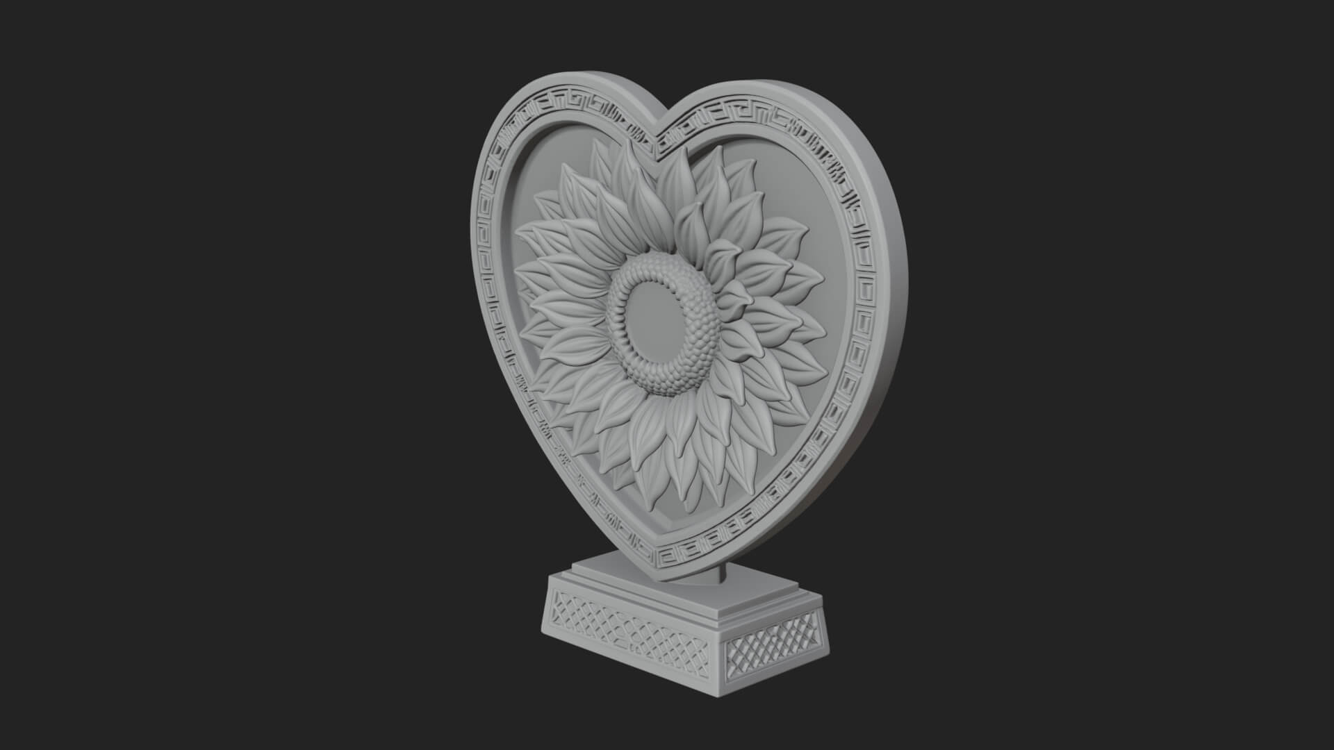 Ornate Framed Heart Plaque Design 52 3D Print Model 3D Model