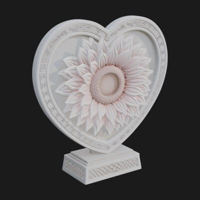 Ornate Framed Heart Plaque Design 52 3D Print Model