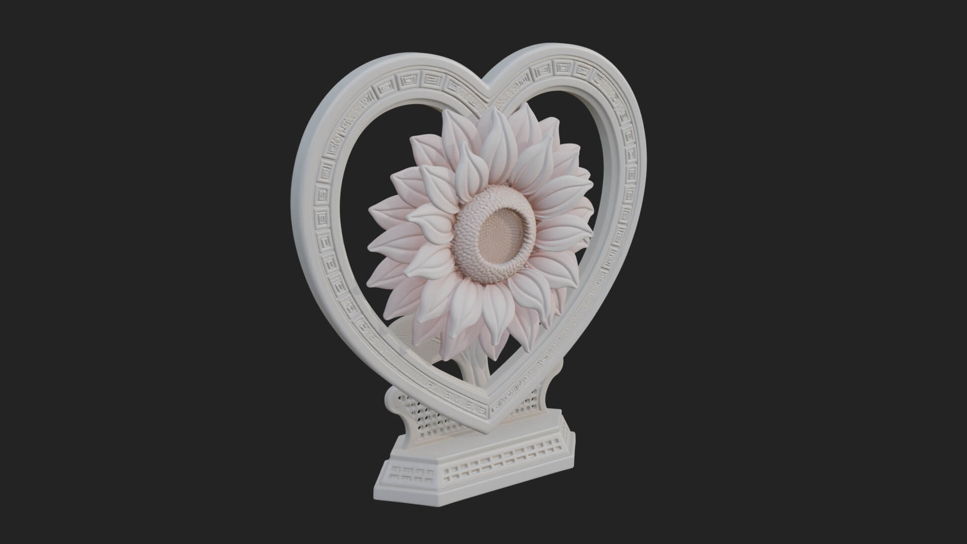 Ornate Framed Heart Plaque Design 53 3D Print Model 3D Model