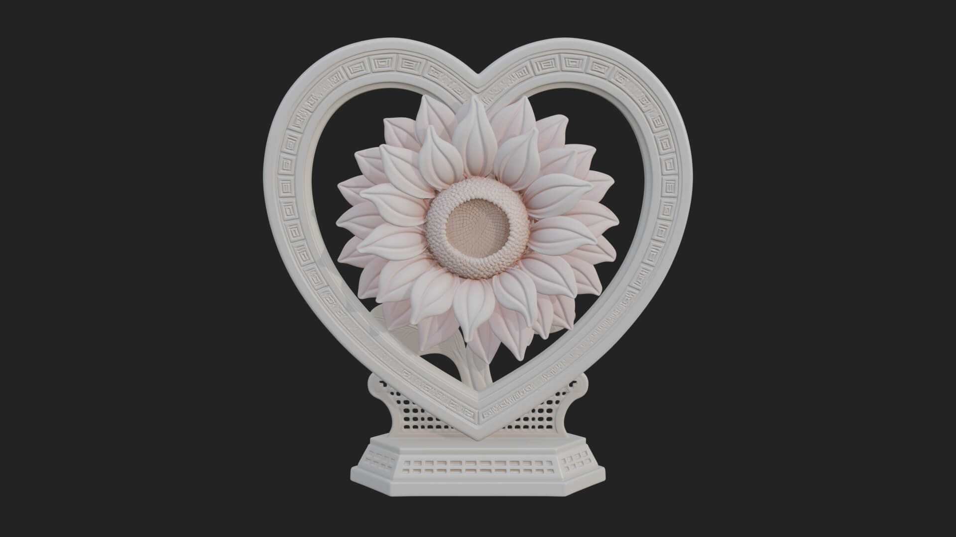 Ornate Framed Heart Plaque Design 53 3D Print Model 3D Model