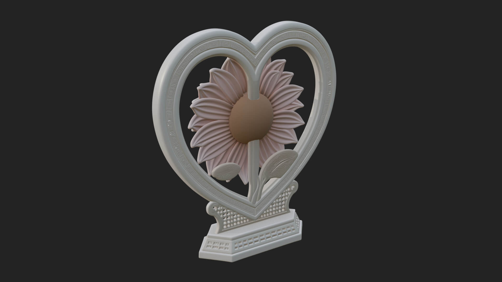 Ornate Framed Heart Plaque Design 53 3D Print Model 3D Model