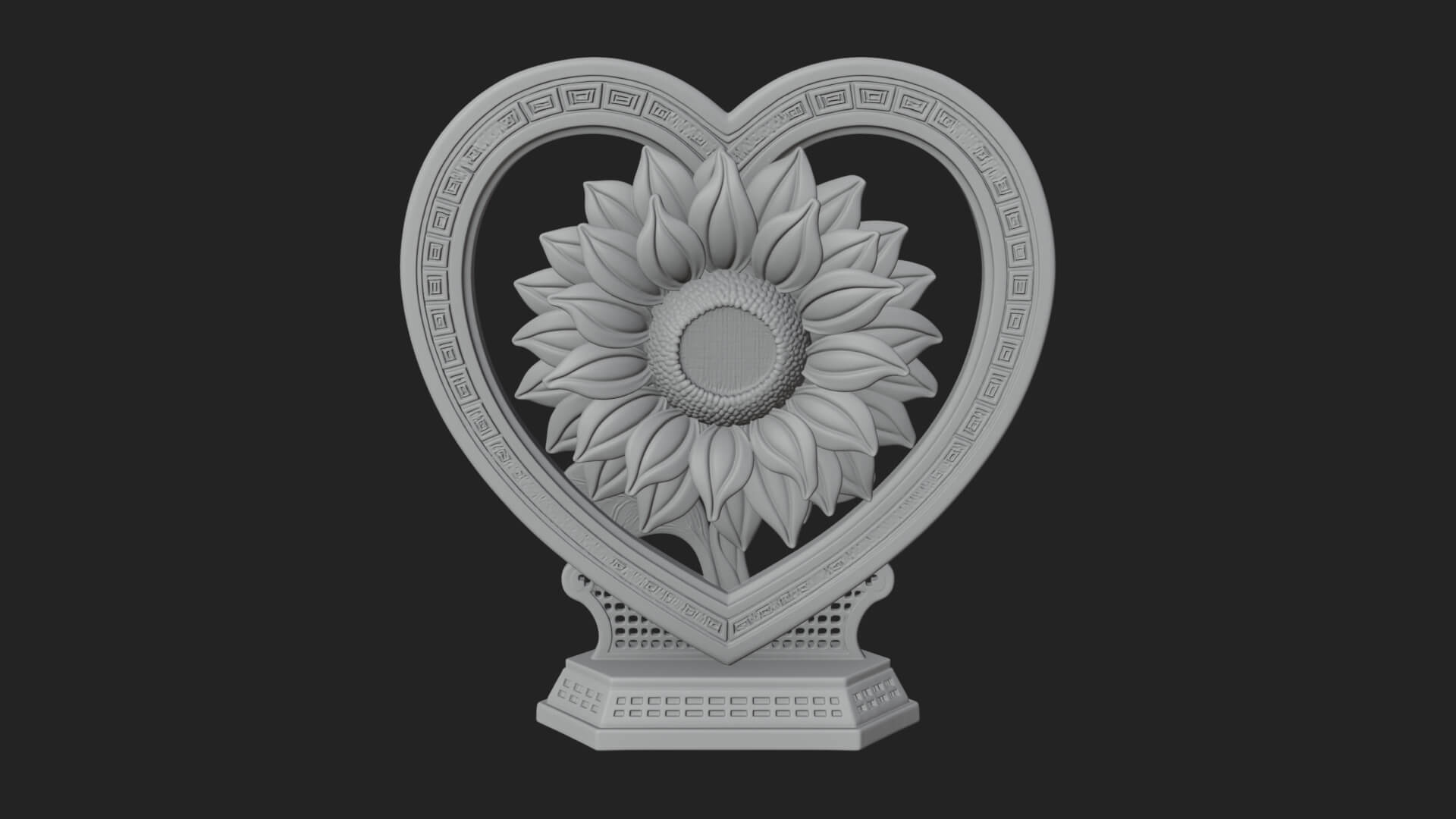 Ornate Framed Heart Plaque Design 53 3D Print Model 3D Model
