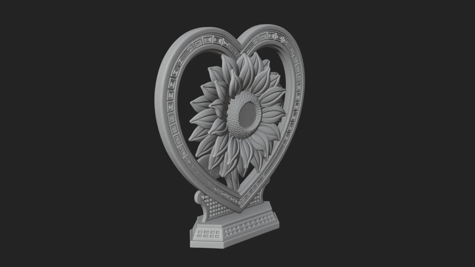 Ornate Framed Heart Plaque Design 53 3D Print Model 3D Model