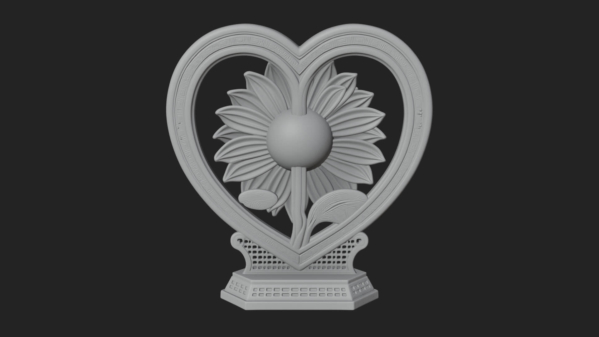Ornate Framed Heart Plaque Design 53 3D Print Model 3D Model
