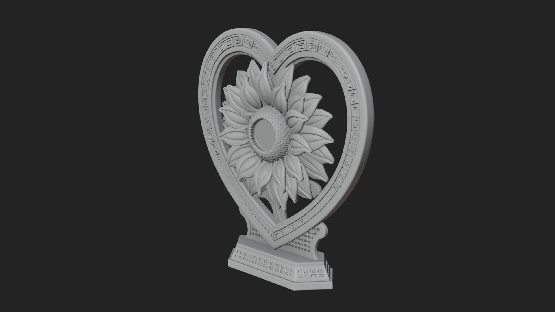 Ornate Framed Heart Plaque Design 53 3D Print Model 3D Model