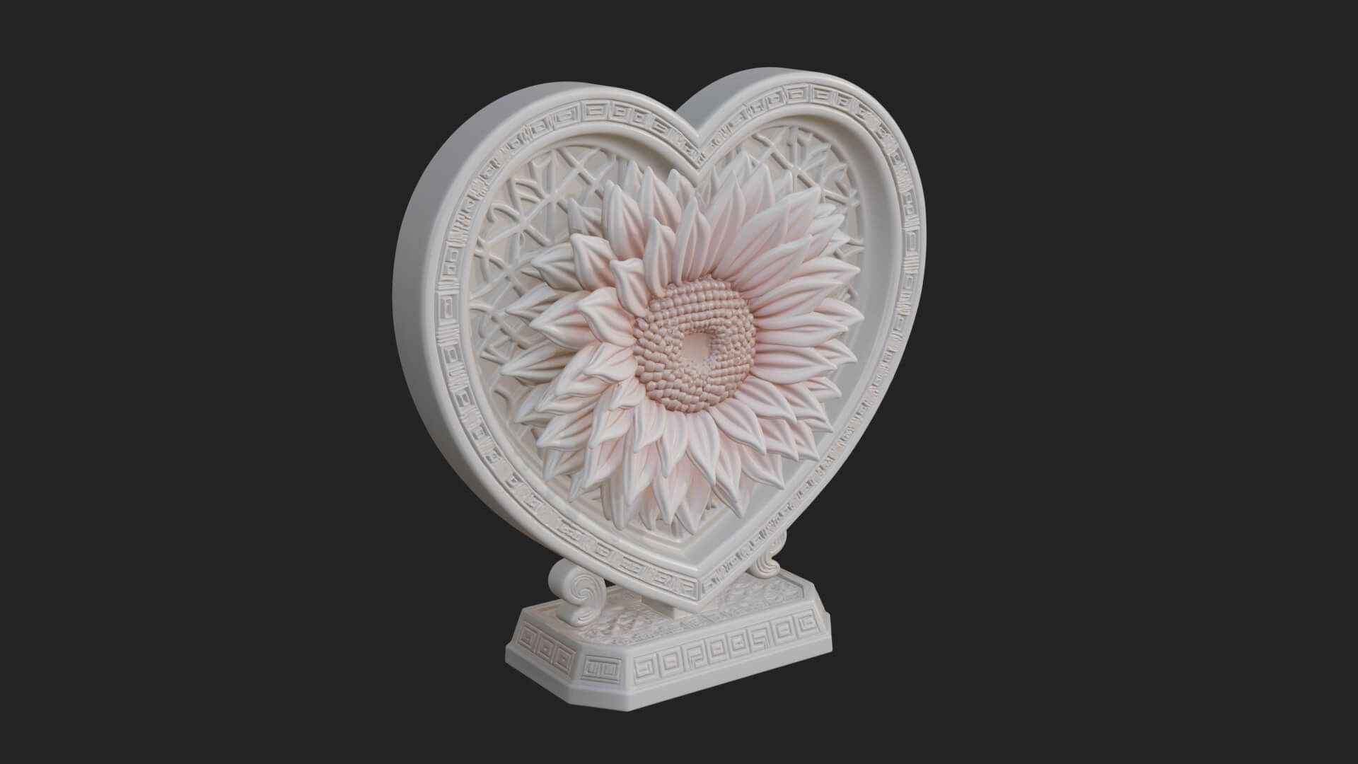 Ornate Framed Heart Plaque Design 54 3D Print Model 3D Model