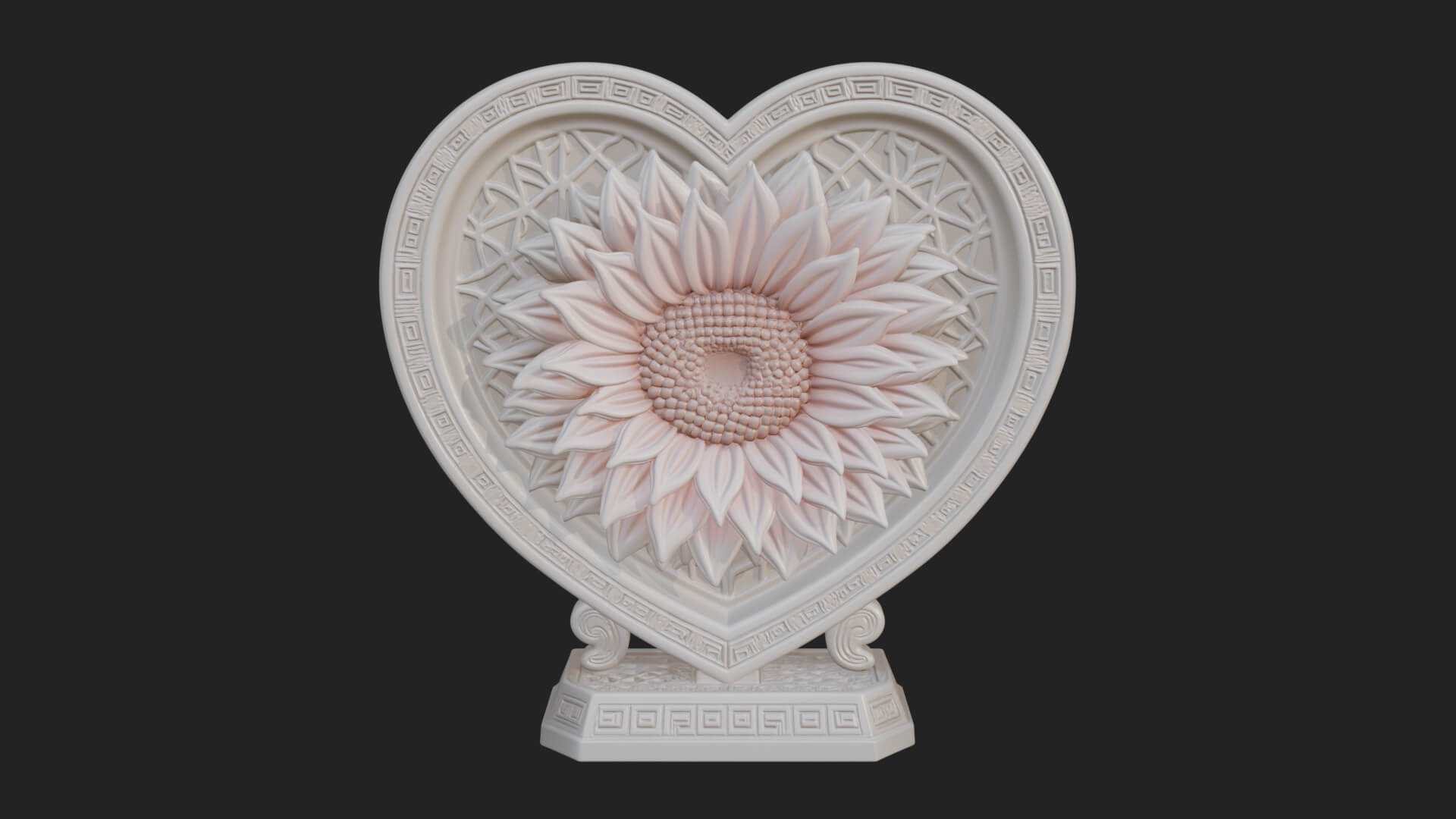 Ornate Framed Heart Plaque Design 54 3D Print Model 3D Model