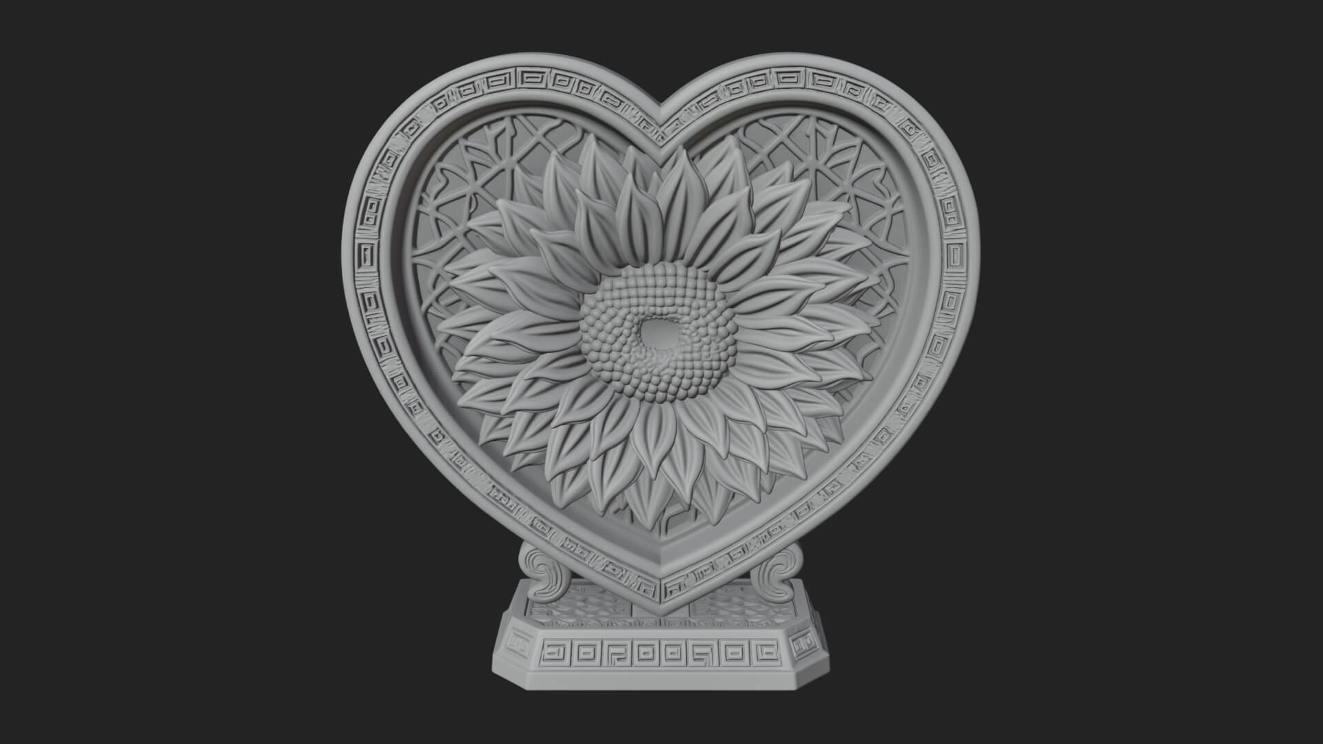 Ornate Framed Heart Plaque Design 54 3D Print Model 3D Model