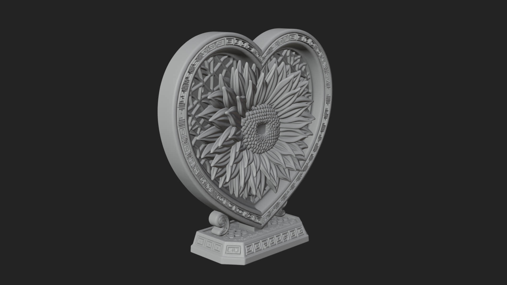 Ornate Framed Heart Plaque Design 54 3D Print Model 3D Model