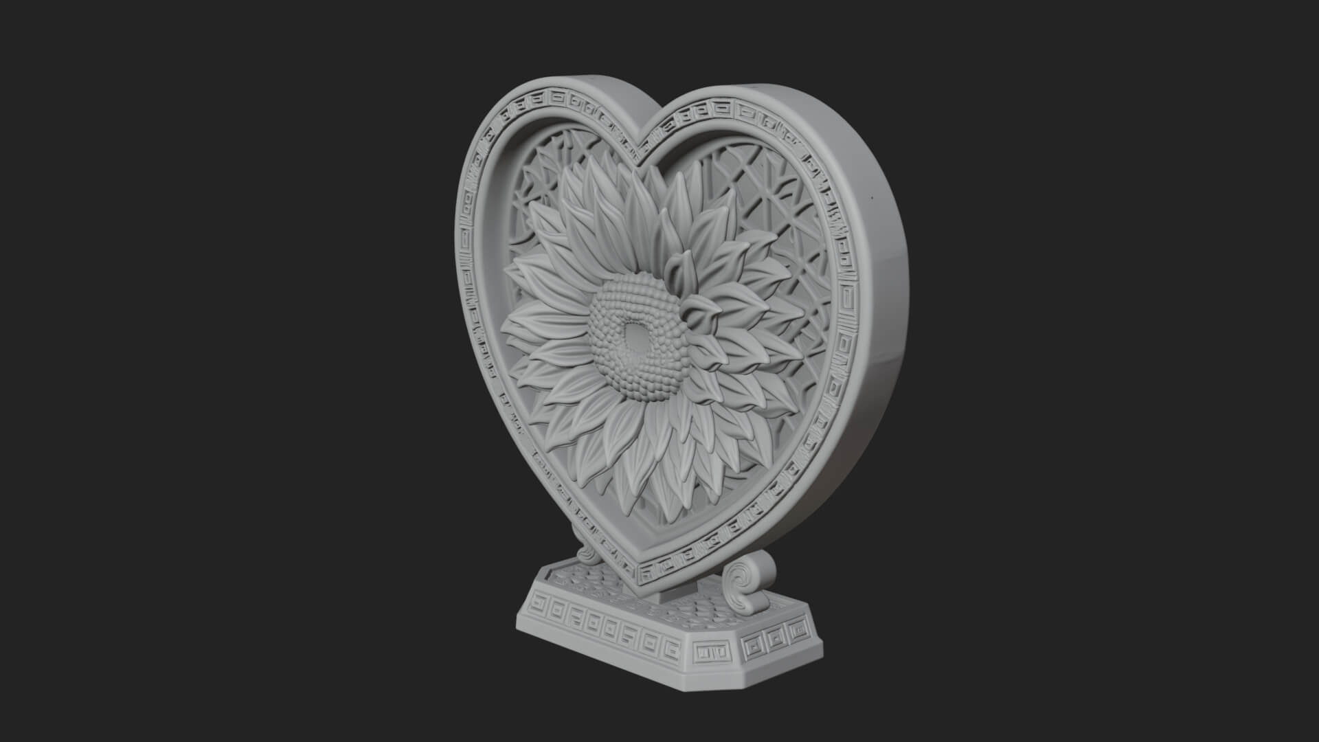 Ornate Framed Heart Plaque Design 54 3D Print Model 3D Model