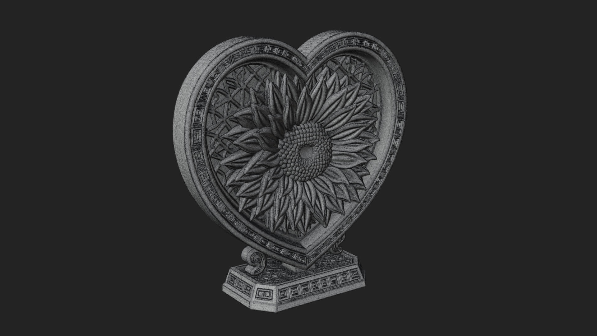 Ornate Framed Heart Plaque Design 54 3D Print Model 3D Model