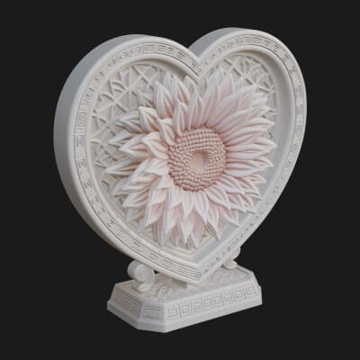 Ornate Framed Heart Plaque Design 54 3D Print Model