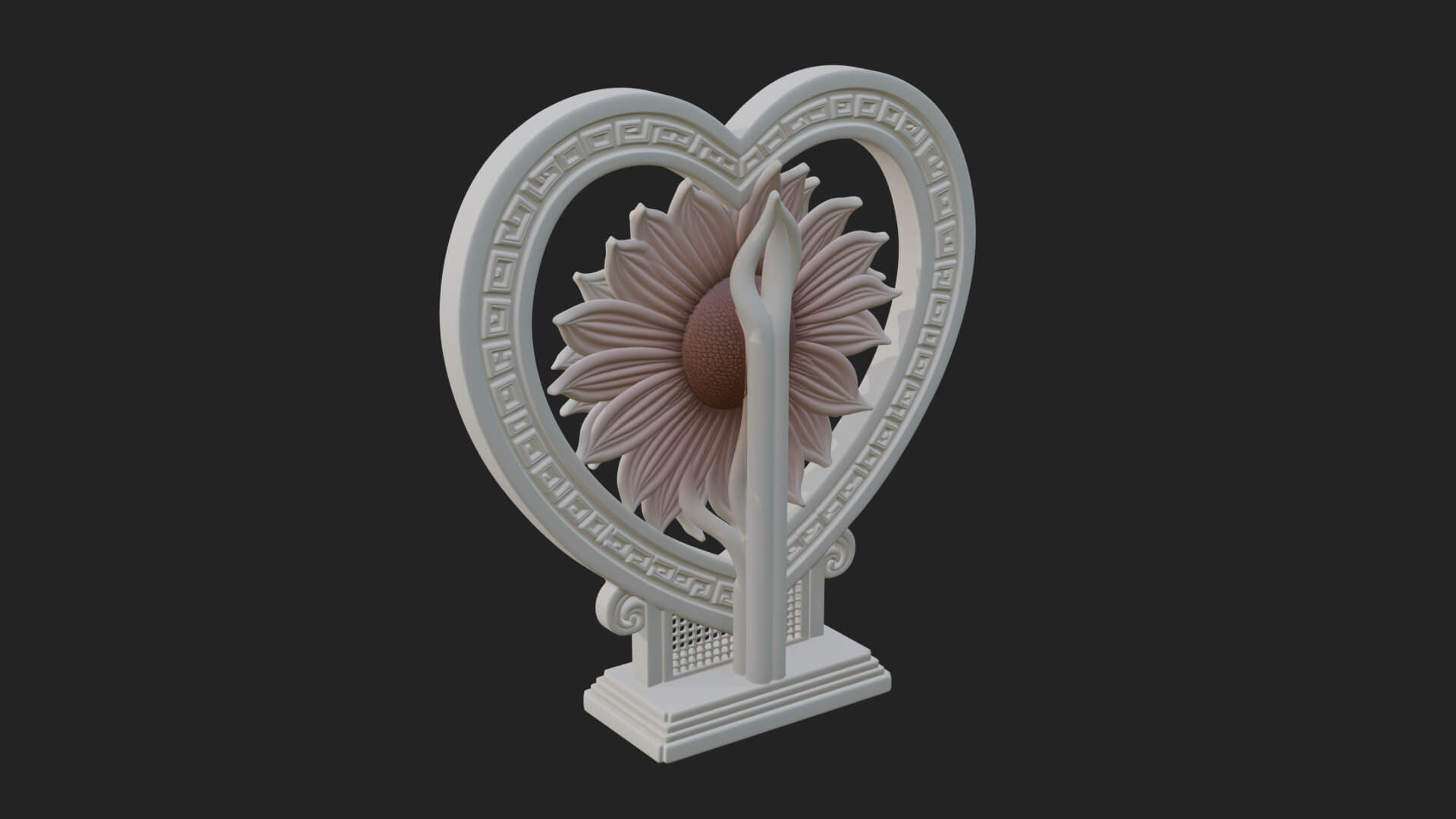 Ornate Framed Heart Plaque Design 55 3D Print Model 3D Model