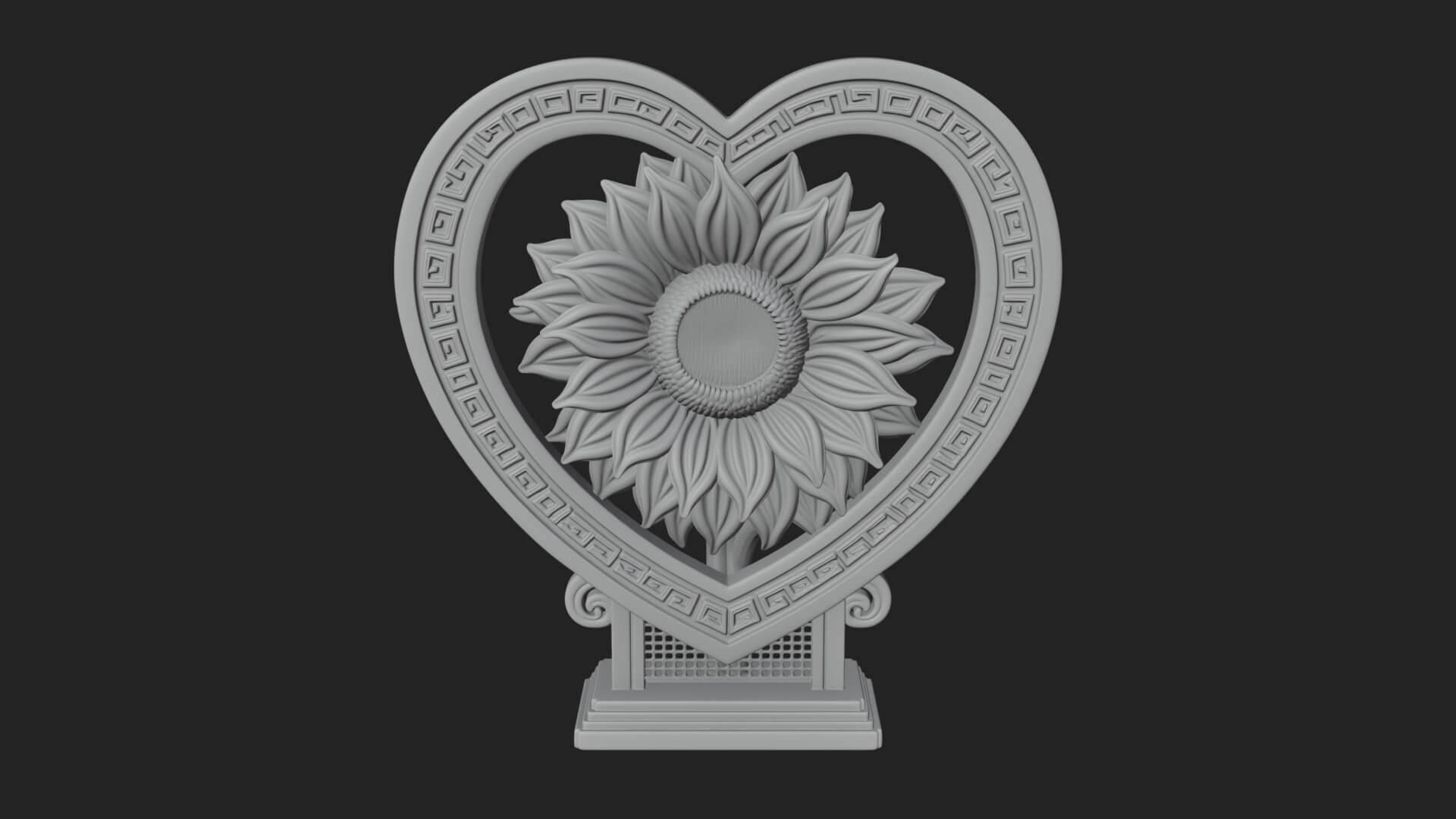 Ornate Framed Heart Plaque Design 55 3D Print Model 3D Model