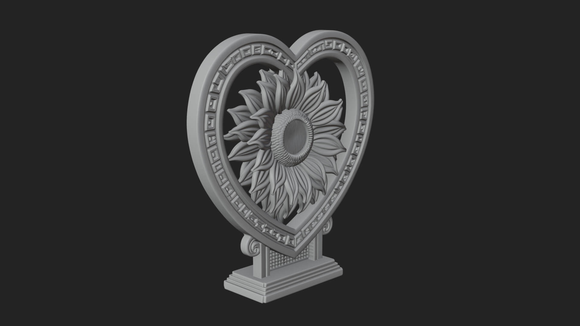 Ornate Framed Heart Plaque Design 55 3D Print Model 3D Model