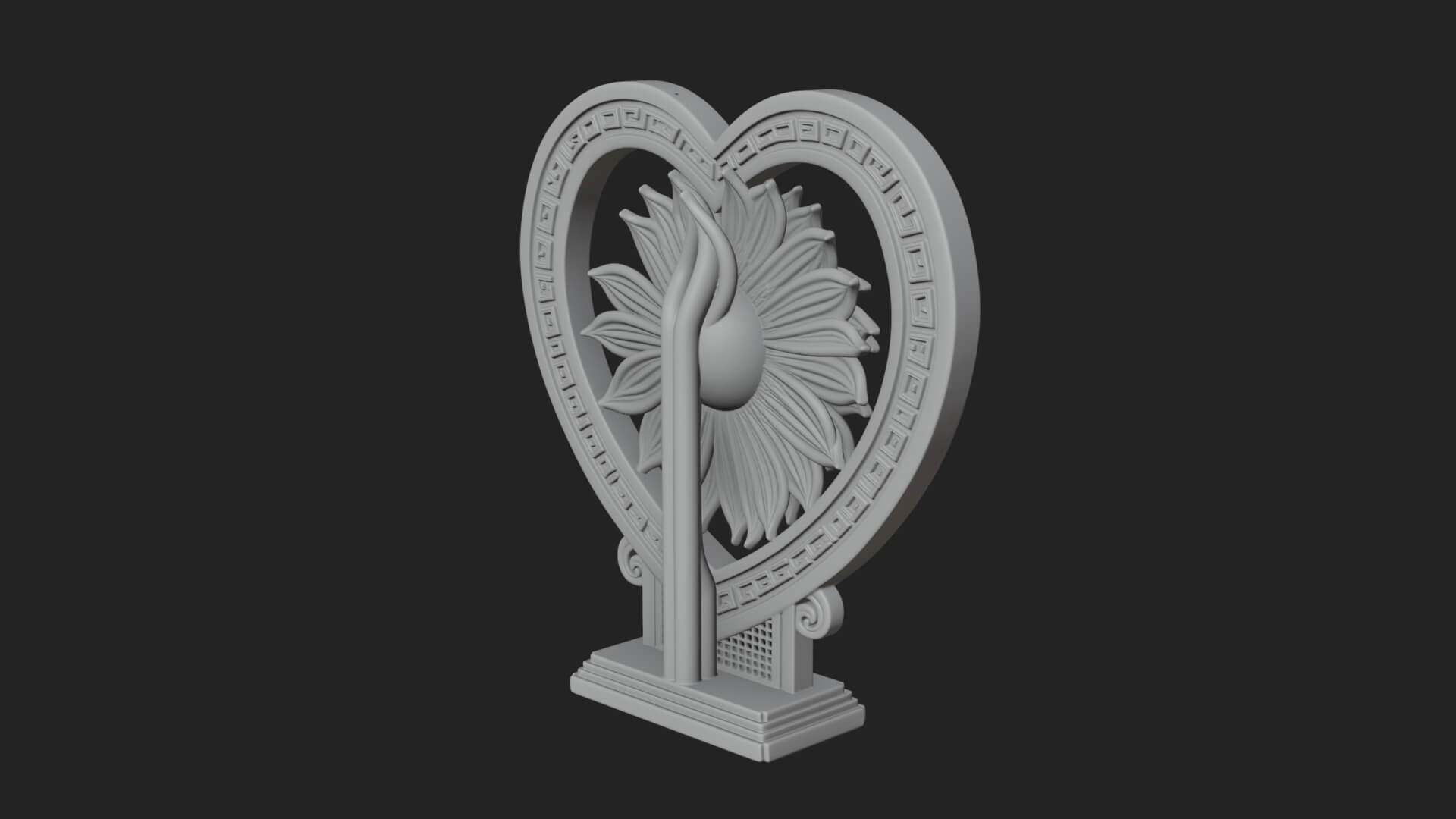 Ornate Framed Heart Plaque Design 55 3D Print Model 3D Model