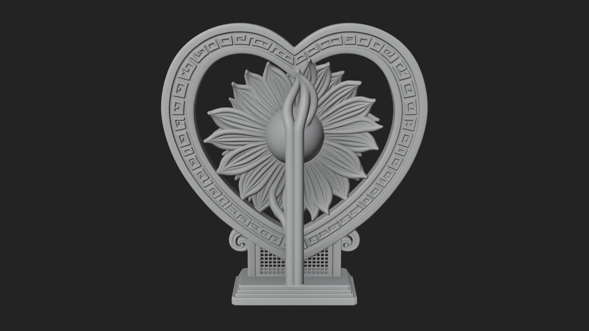 Ornate Framed Heart Plaque Design 55 3D Print Model 3D Model