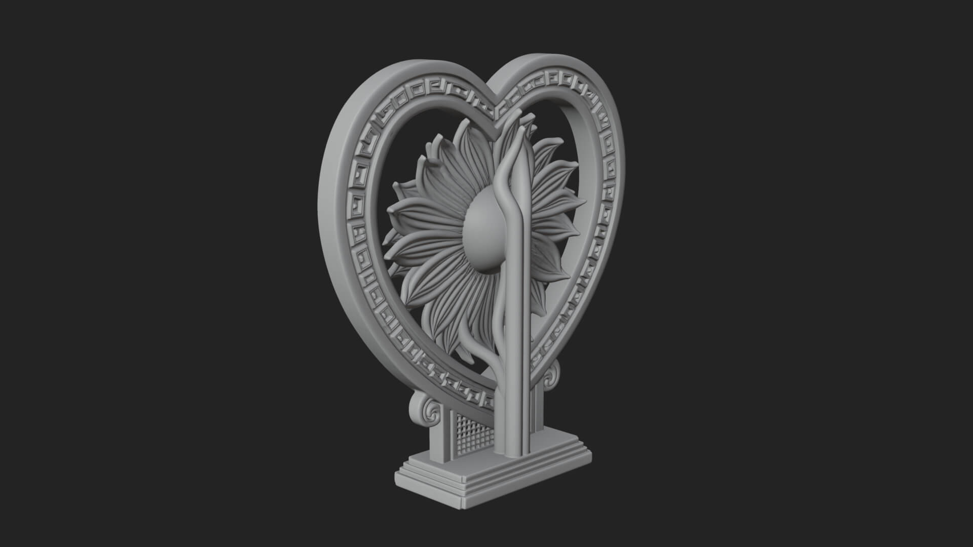 Ornate Framed Heart Plaque Design 55 3D Print Model 3D Model
