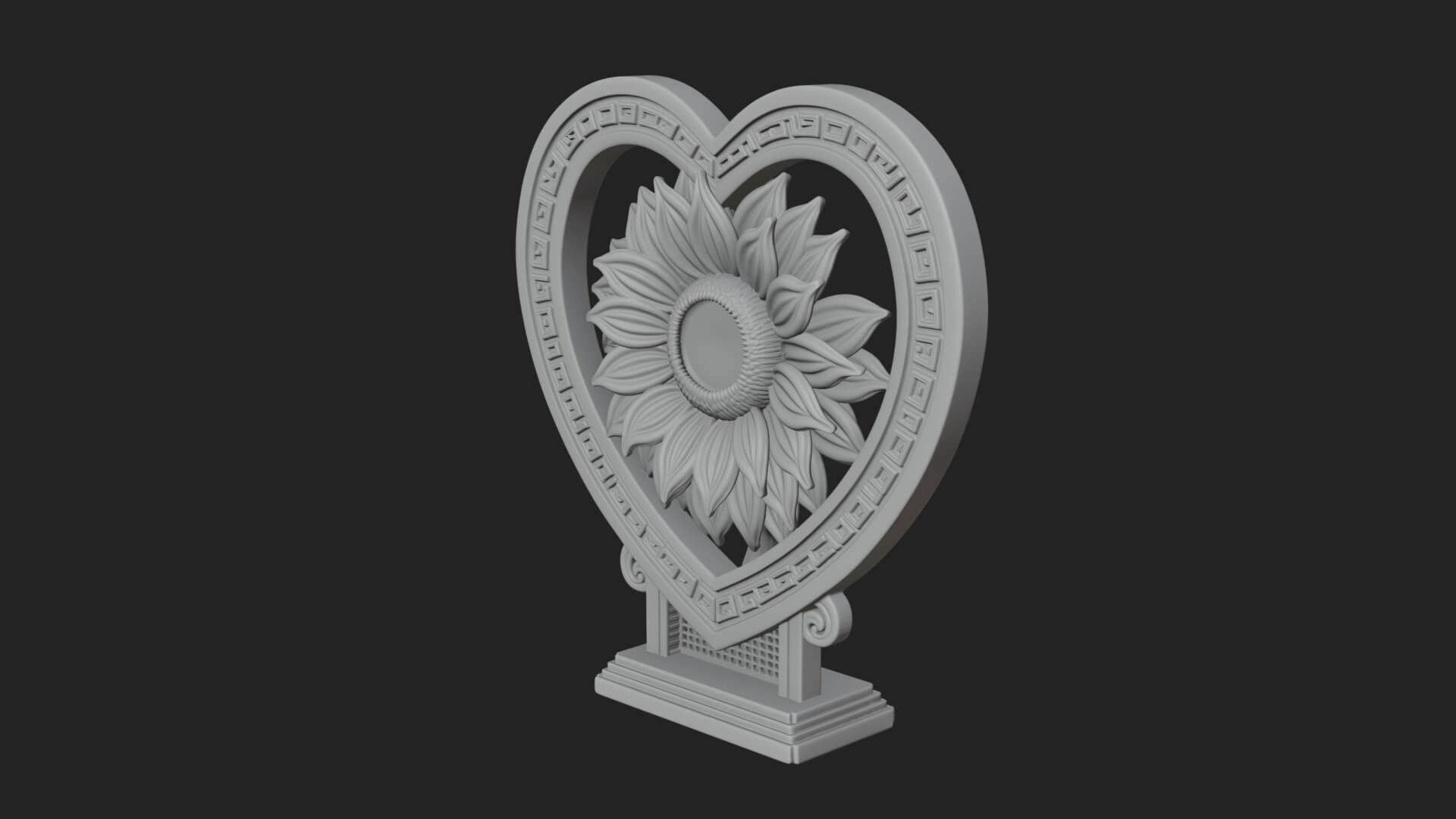 Ornate Framed Heart Plaque Design 55 3D Print Model 3D Model