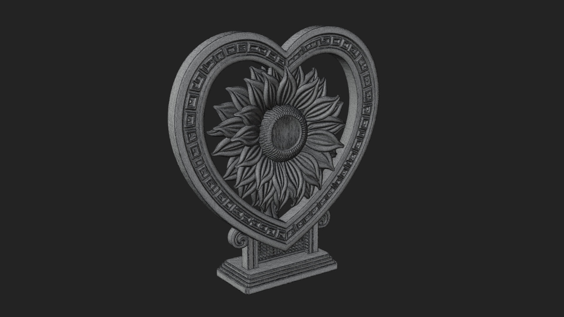 Ornate Framed Heart Plaque Design 55 3D Print Model 3D Model