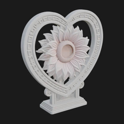 Ornate Framed Heart Plaque Design 55 3D Print Model