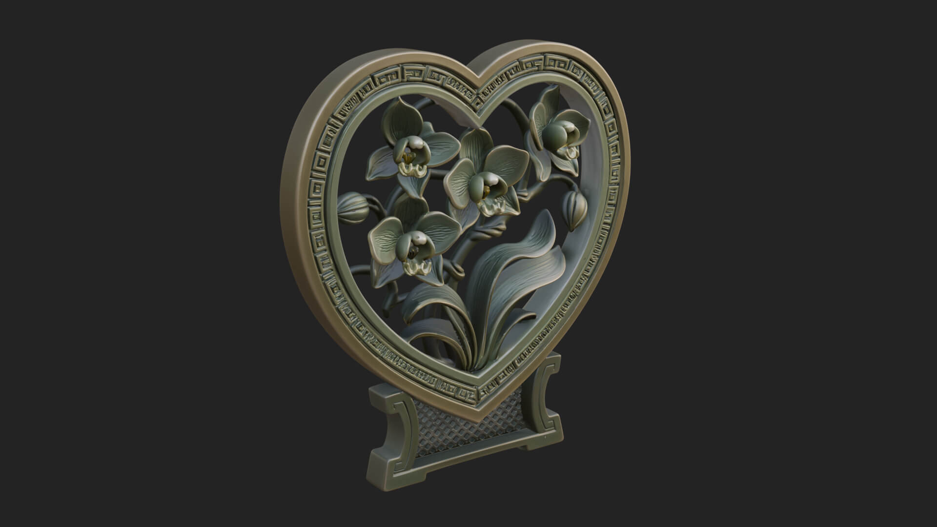 Ornate Framed Heart Plaque Design 56 3D Print Model 3D Model