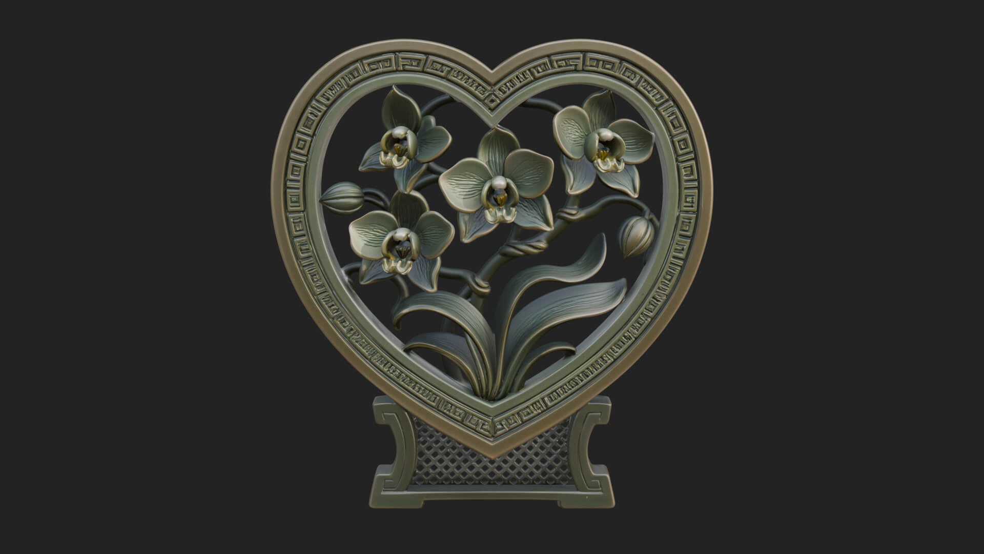 Ornate Framed Heart Plaque Design 56 3D Print Model 3D Model