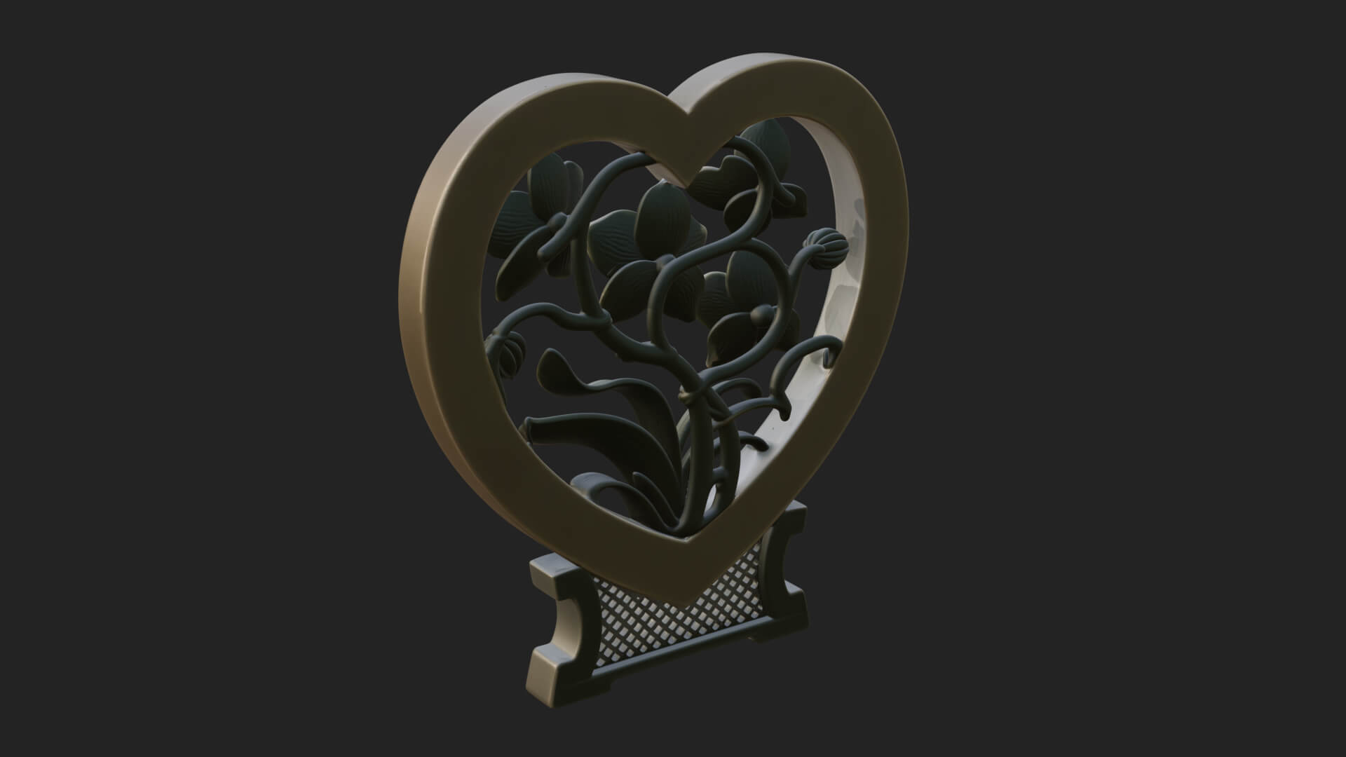 Ornate Framed Heart Plaque Design 56 3D Print Model 3D Model
