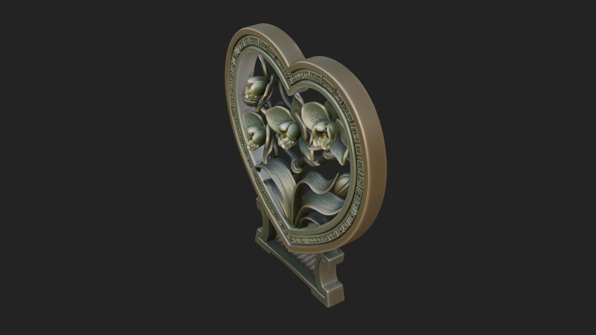 Ornate Framed Heart Plaque Design 56 3D Print Model 3D Model