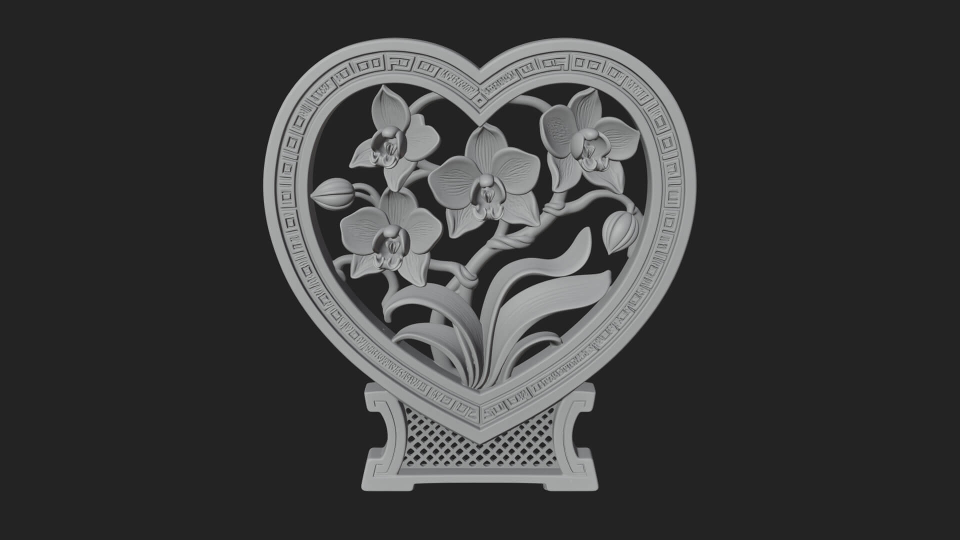 Ornate Framed Heart Plaque Design 56 3D Print Model 3D Model