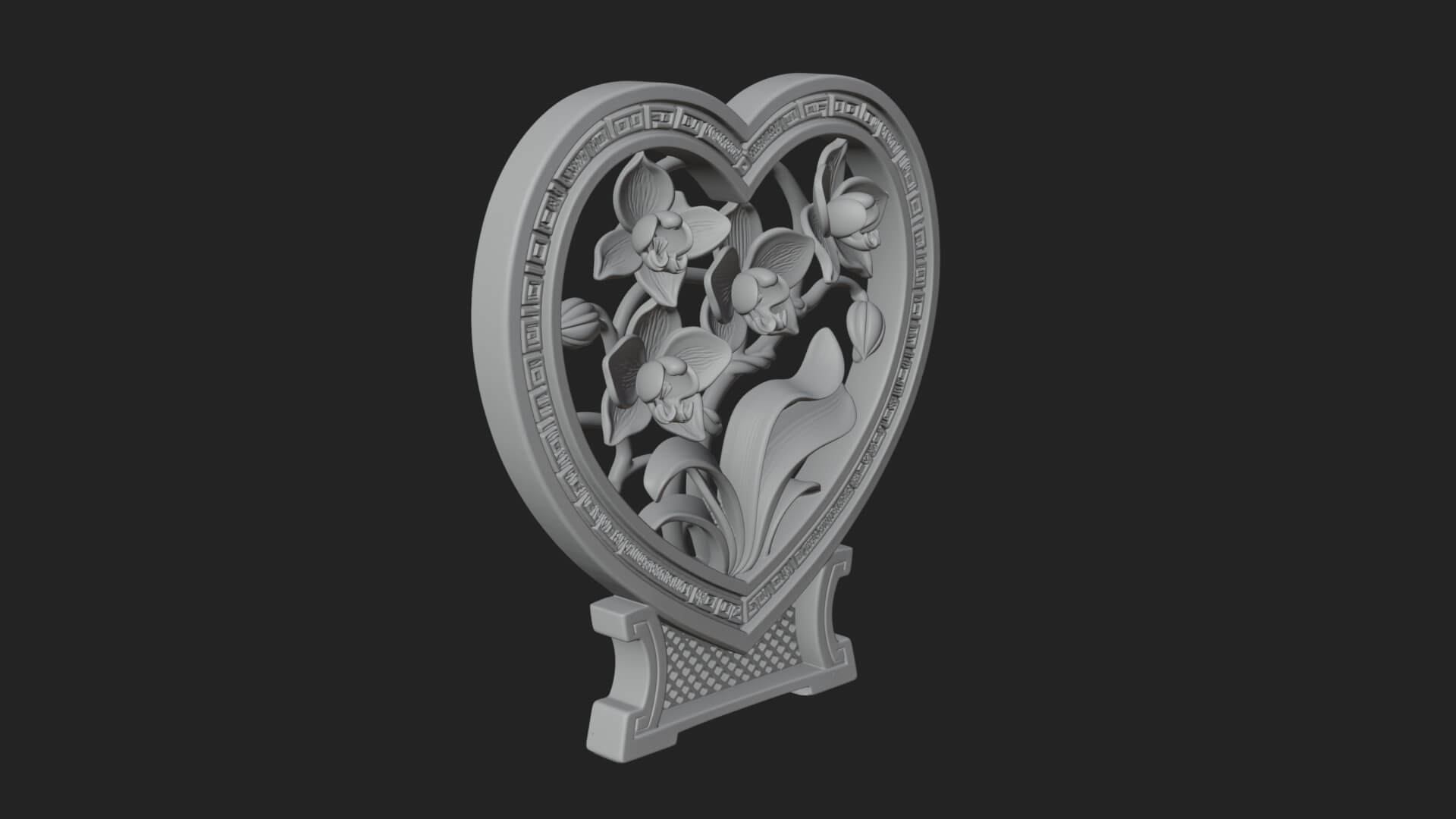 Ornate Framed Heart Plaque Design 56 3D Print Model 3D Model