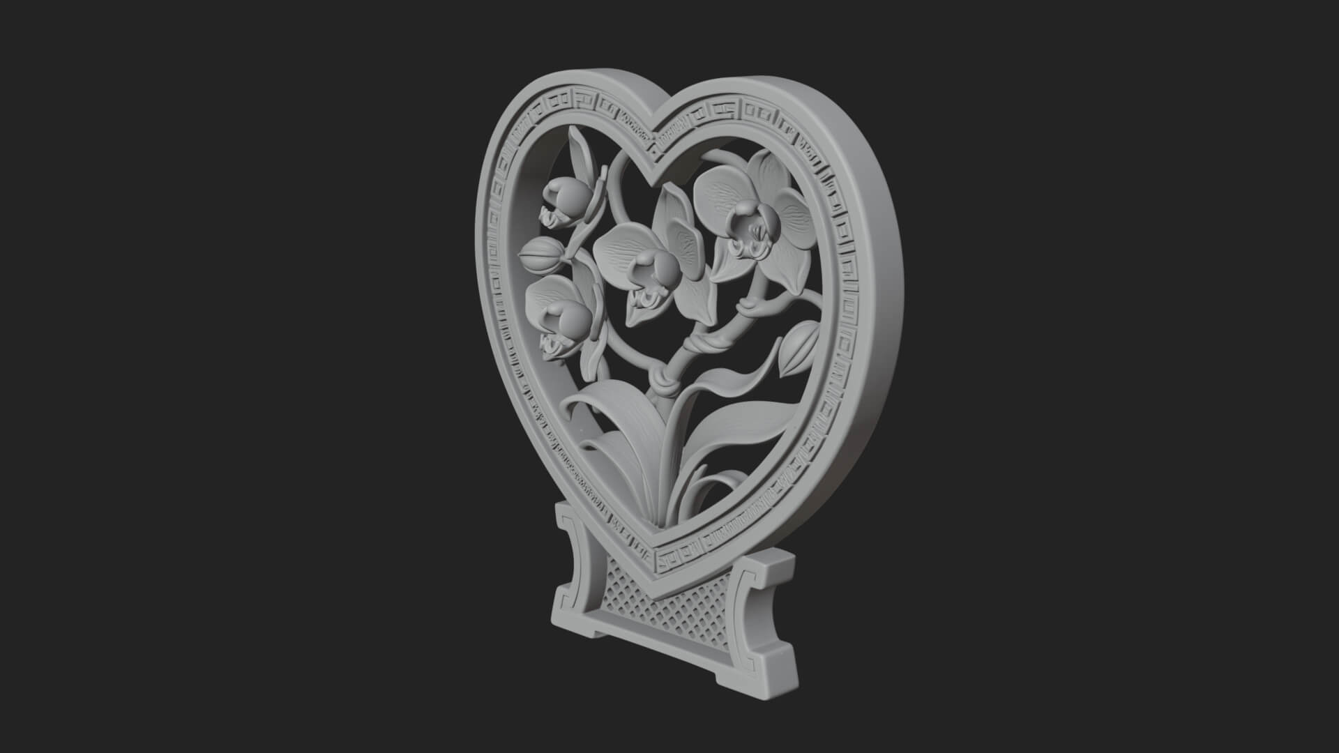 Ornate Framed Heart Plaque Design 56 3D Print Model 3D Model