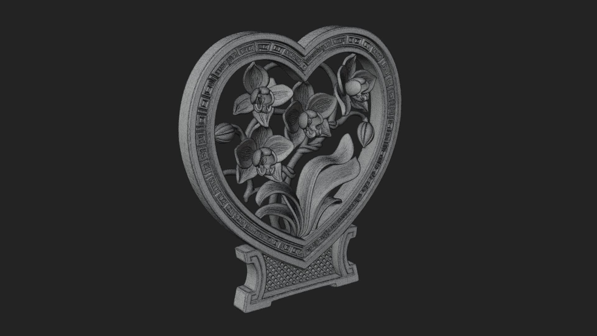 Ornate Framed Heart Plaque Design 56 3D Print Model 3D Model