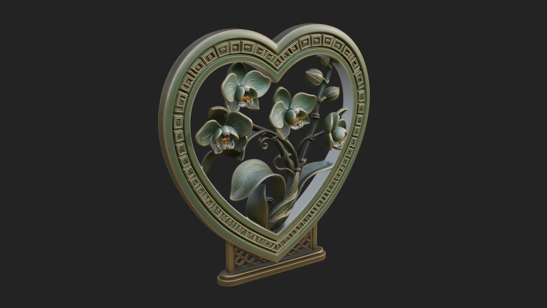 Ornate Framed Heart Plaque Design 57 3D Print Model 3D Model