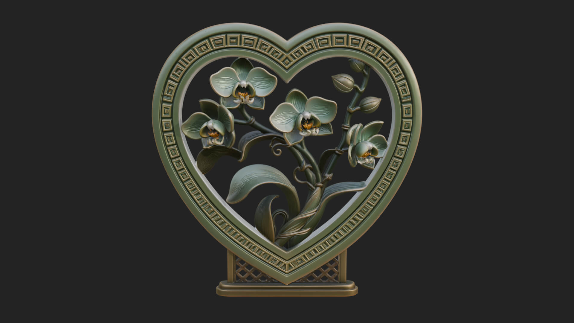 Ornate Framed Heart Plaque Design 57 3D Print Model 3D Model