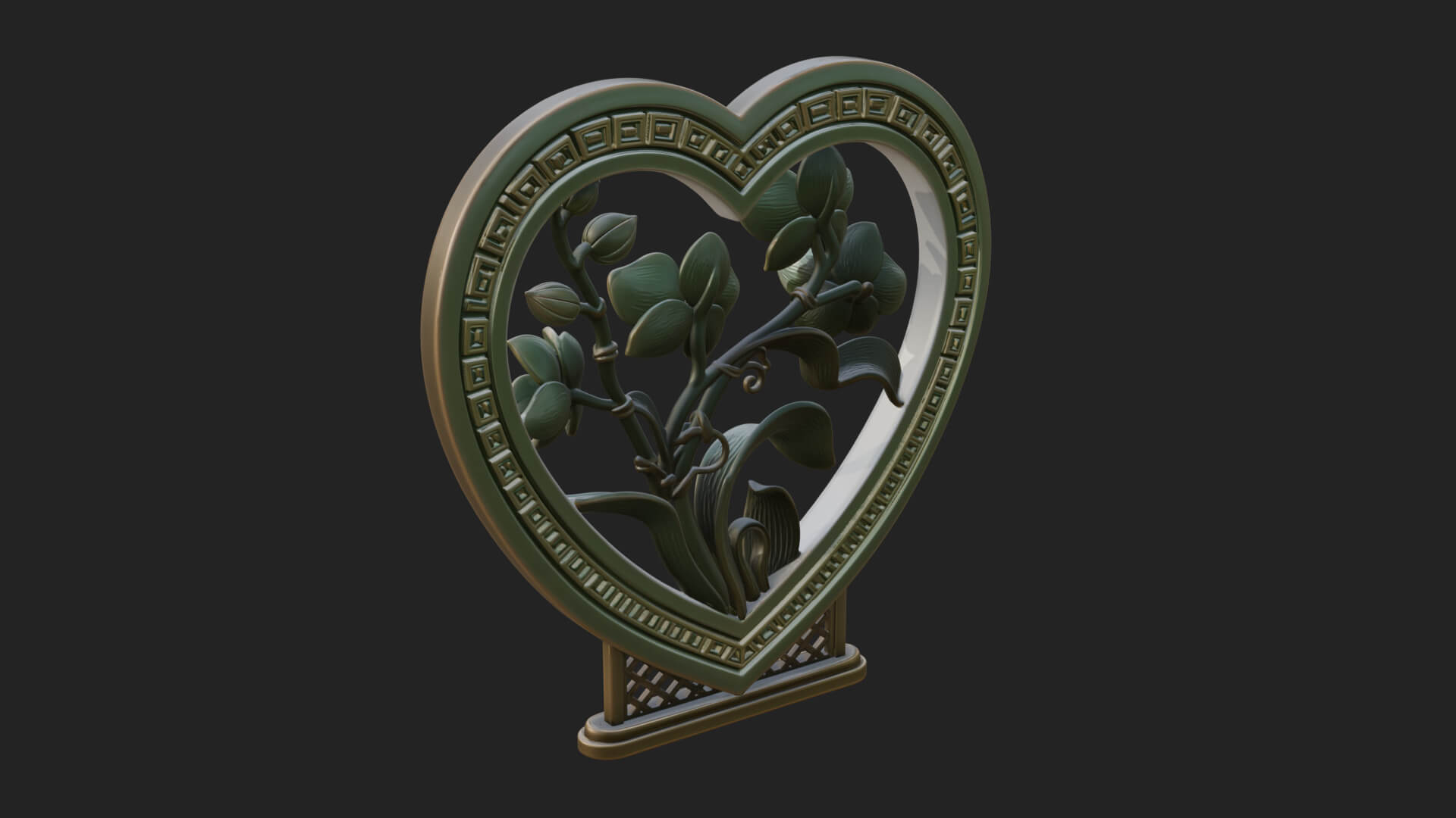 Ornate Framed Heart Plaque Design 57 3D Print Model 3D Model